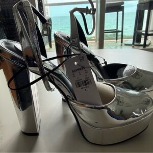 Express Metallic Silver Platform Shoes